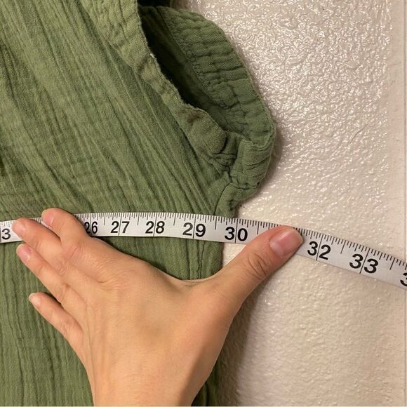 Old navy sage  green muslin cotton button front Top blouse oversized cropped XL - Picture 5 of 9